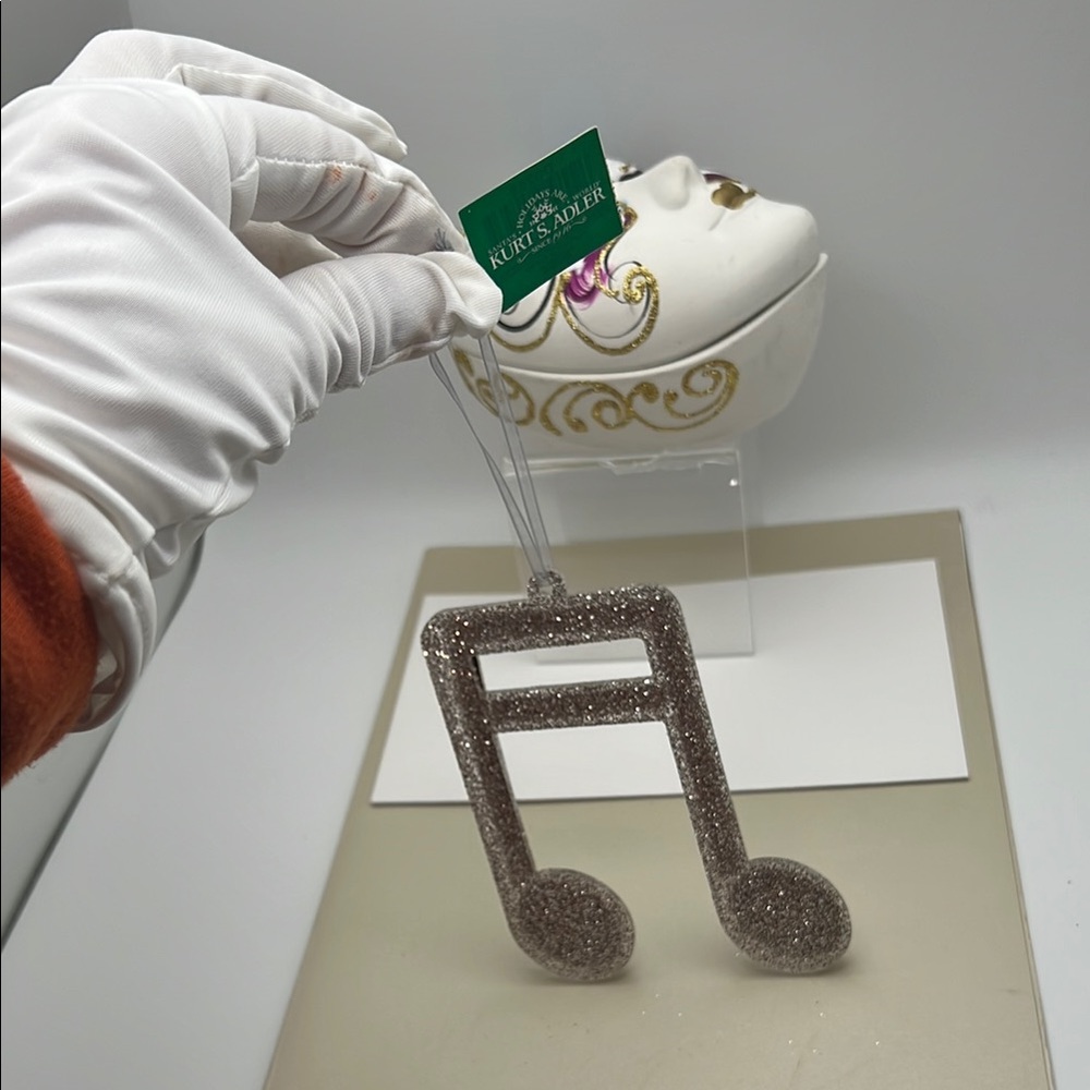 Silver / Glitter / Mirrors Music Note Ornament 4.5” H x 4.5” W x .25” D - Picture 13 of 15